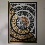 Planet gold chrome calligraffiti - 100*70cm