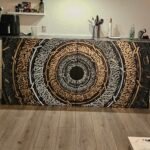 Chrome gold calligraffiti - 2x 100*90cm