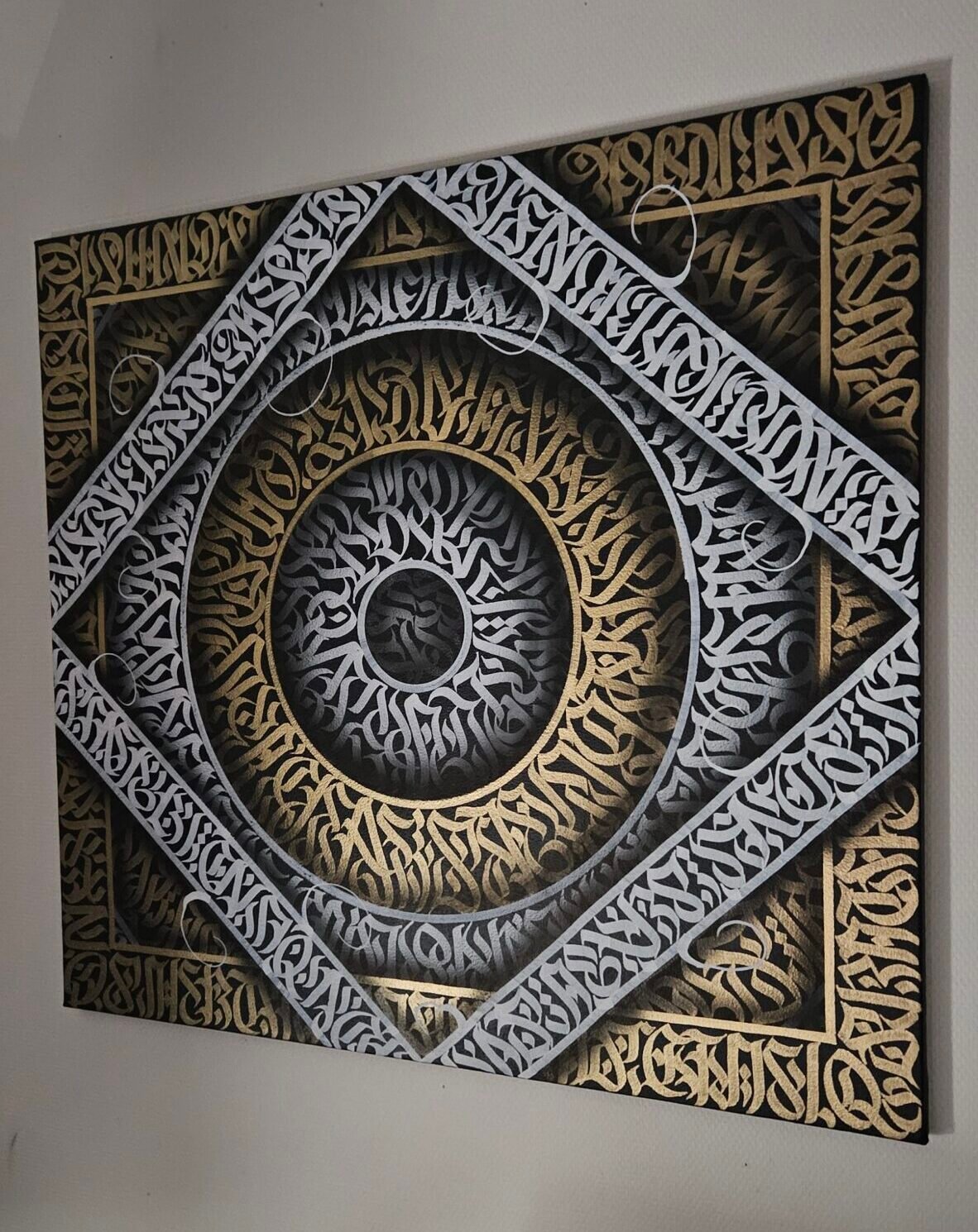 Gold chrome calligraffiti - 100*90cm