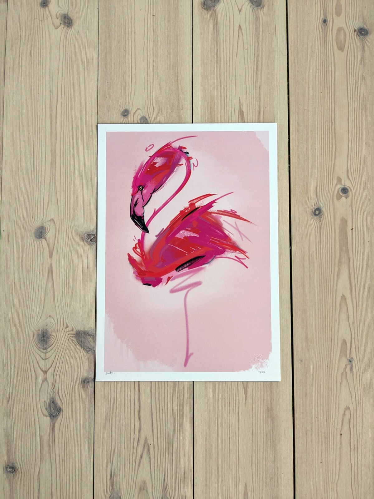 Animal Abstract : Flamingo - Digital art print.