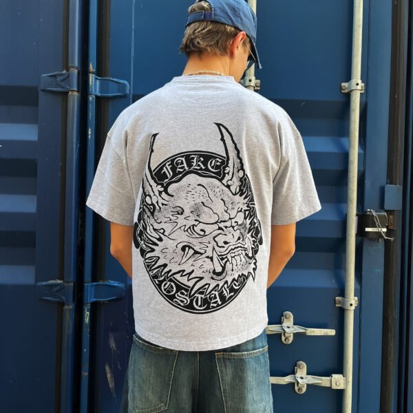 Oni Print- Boxy Heather Gray T-shirt