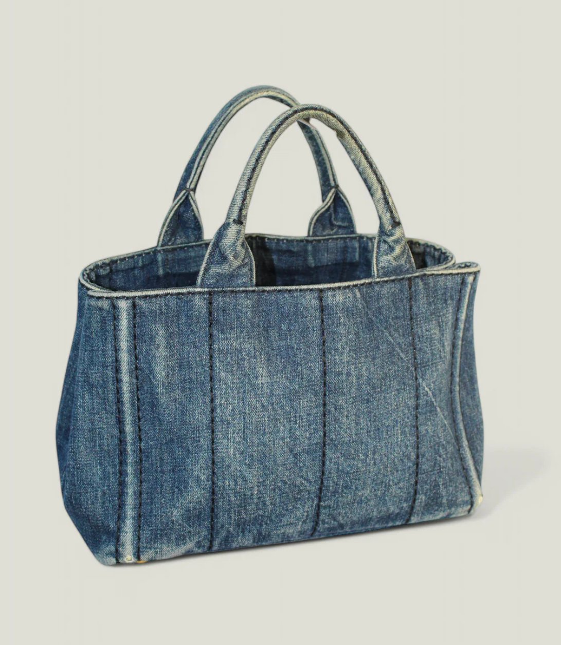 Preloved | PRADA Denim Canapa Totebag med Guld Hardware (Small)