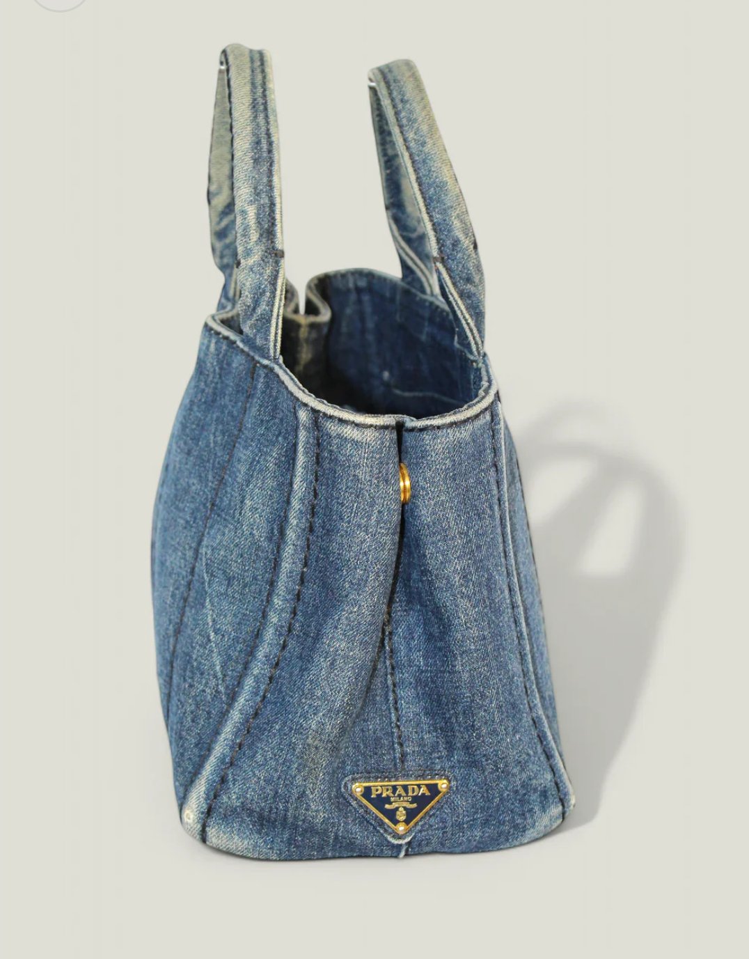 Preloved | PRADA Denim Canapa Totebag med Guld Hardware (Small)
