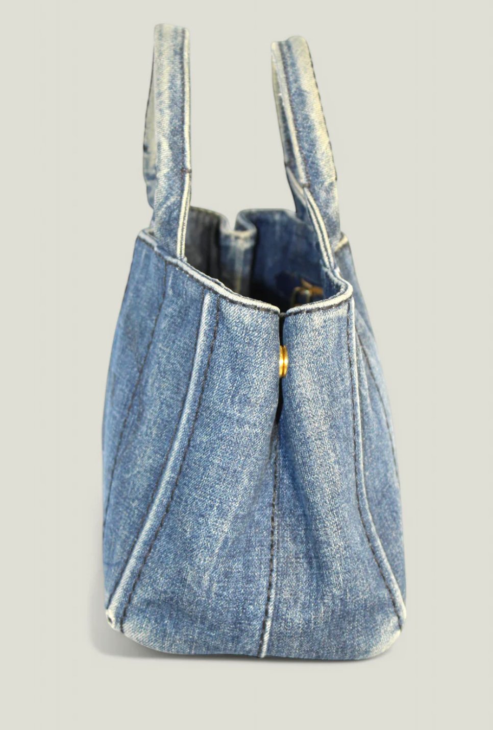 Preloved | PRADA Denim Canapa Totebag med Guld Hardware (Small)
