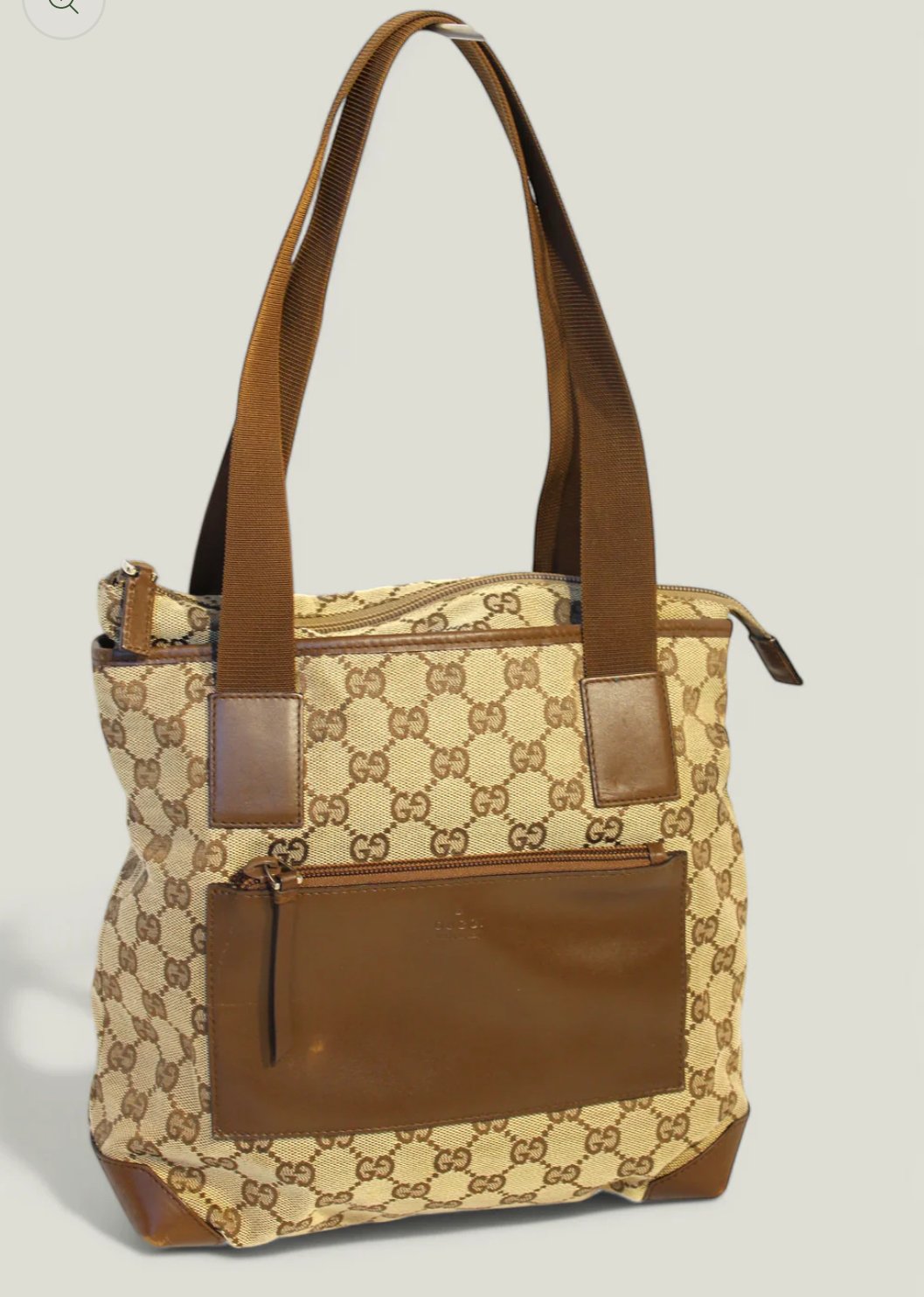 Preloved | GUCCI GG Canvas Tote med Læderdetaljer i Brun