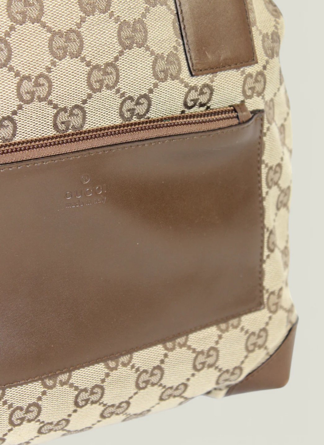 Preloved | GUCCI GG Canvas Tote med Læderdetaljer i Brun