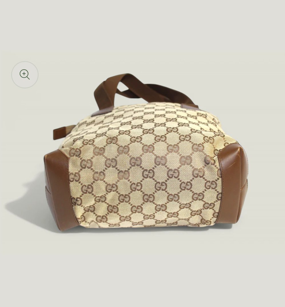 Preloved | GUCCI GG Canvas Tote med Læderdetaljer i Brun