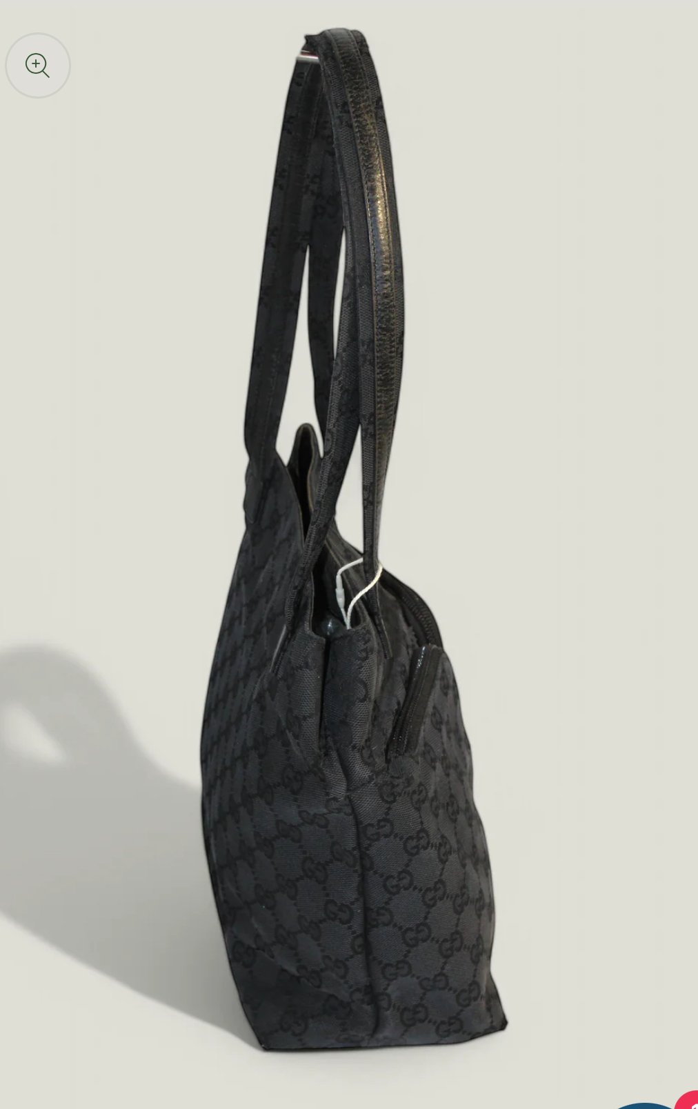 Preloved | GUCCI GG Canvas Håndtaske i Sort med Dobbelt Lynlåslomme