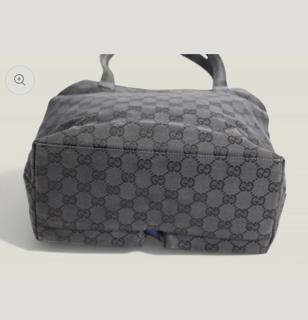 Preloved | GUCCI GG Canvas Håndtaske i Sort med Dobbelt Lynlåslomme