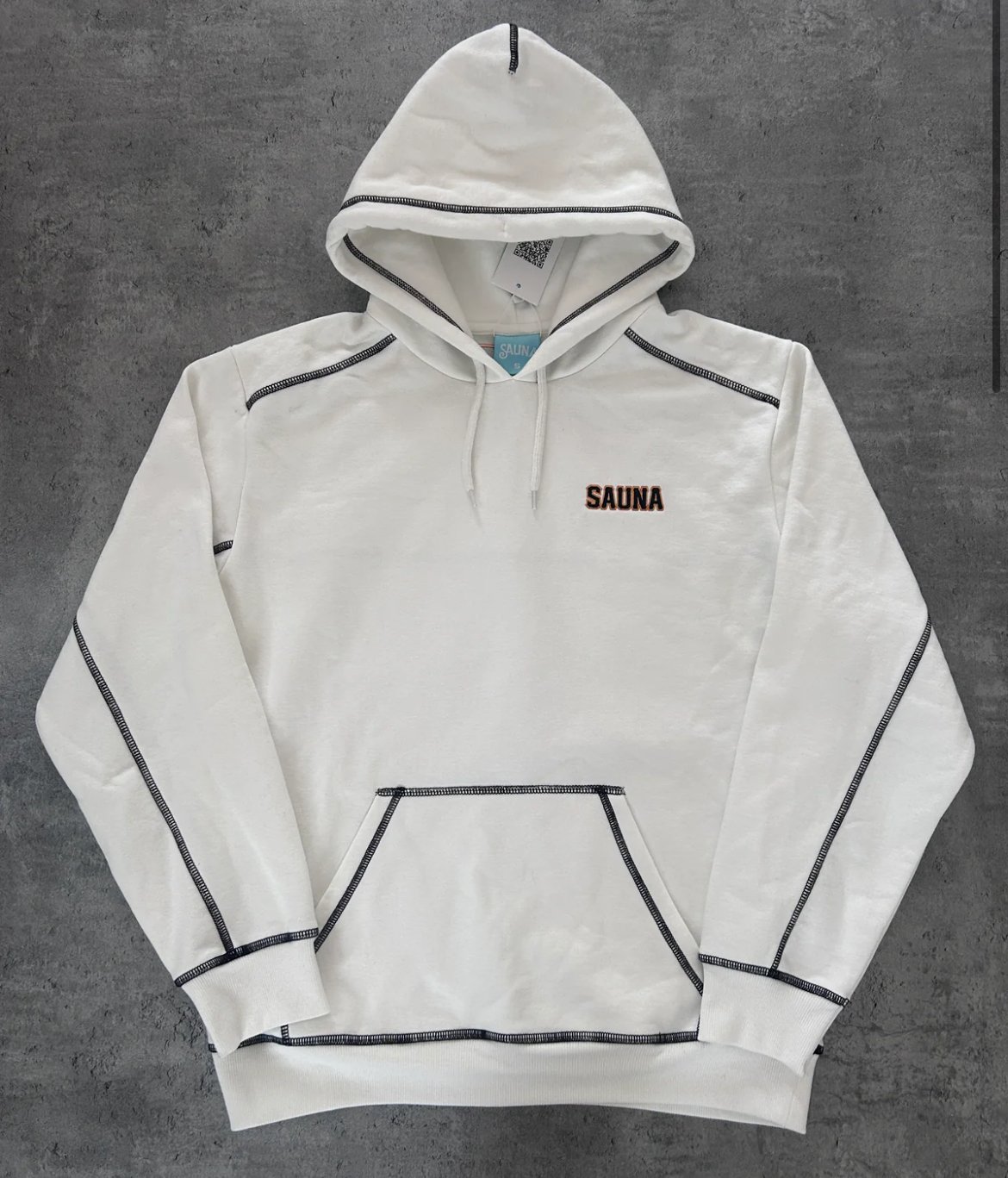 SAUNA WHITE STITCH HOODIE (S)