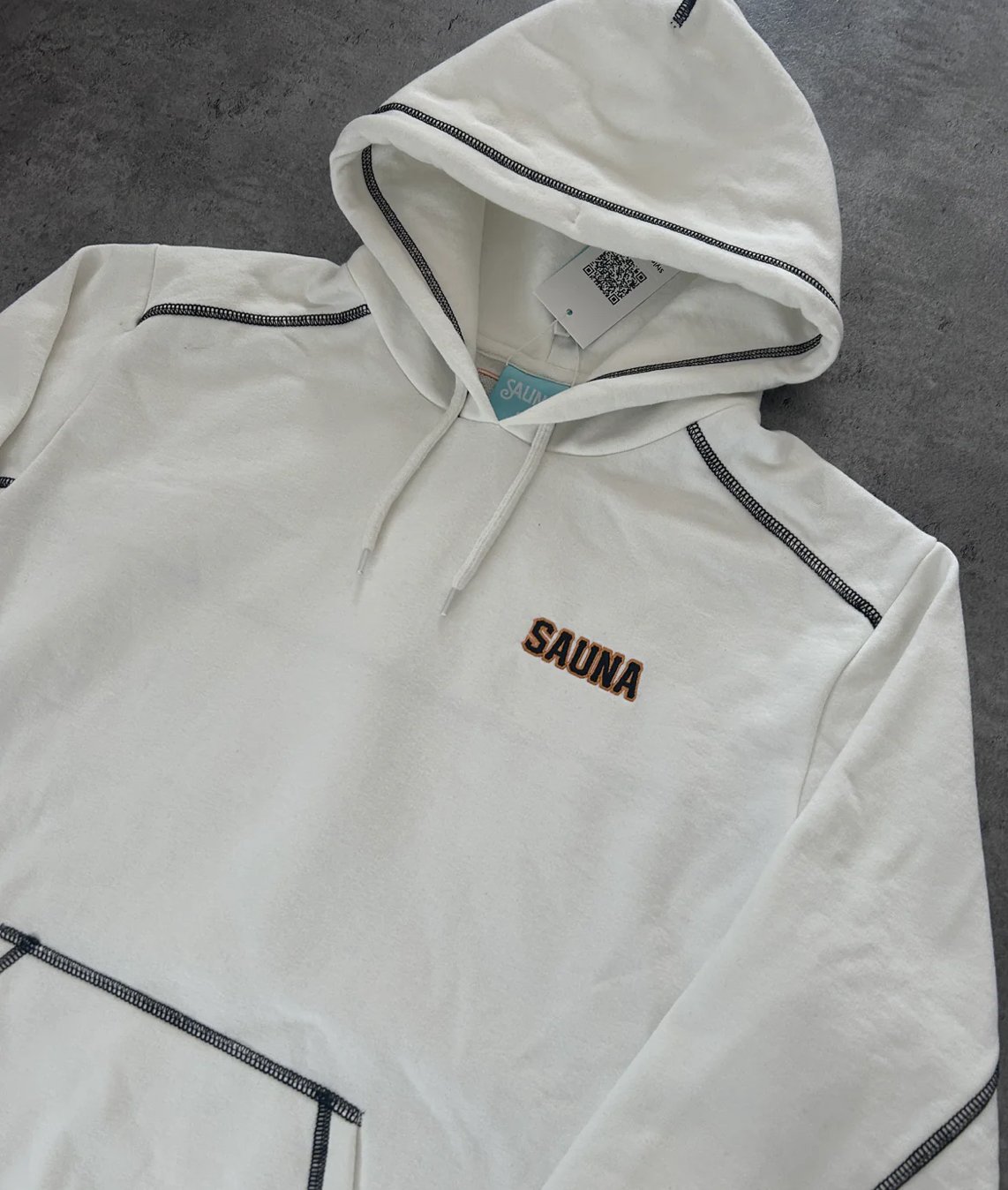 SAUNA WHITE STITCH HOODIE (S)