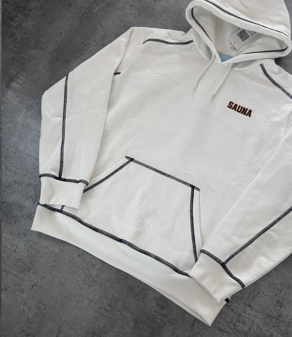SAUNA WHITE STITCH HOODIE (S)
