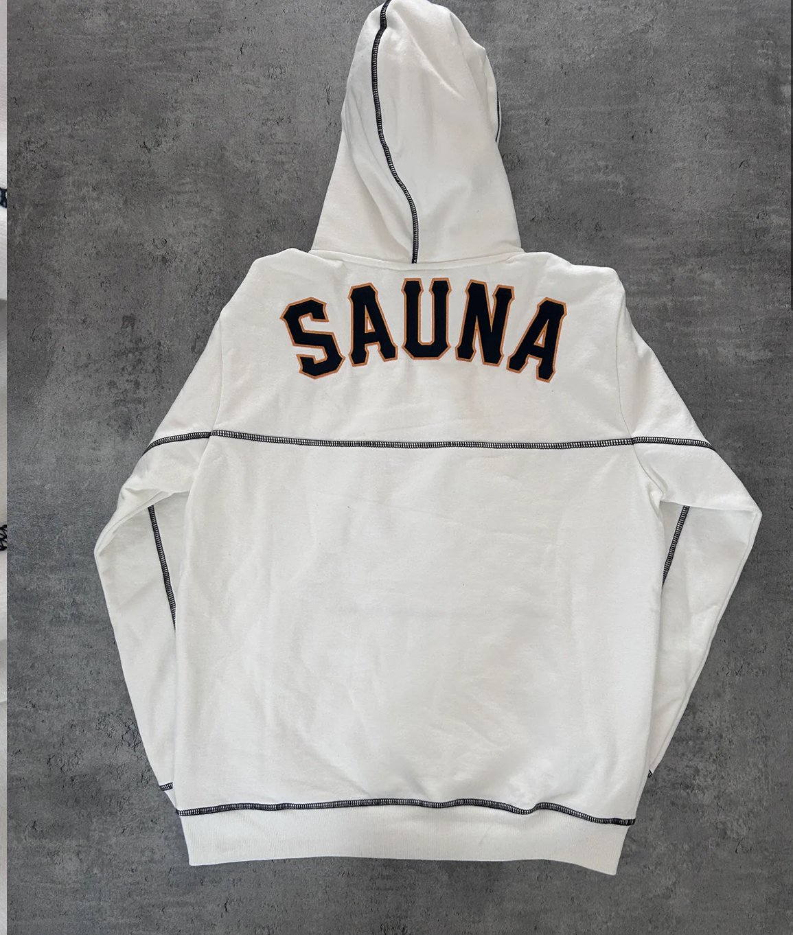 SAUNA WHITE STITCH HOODIE (S)