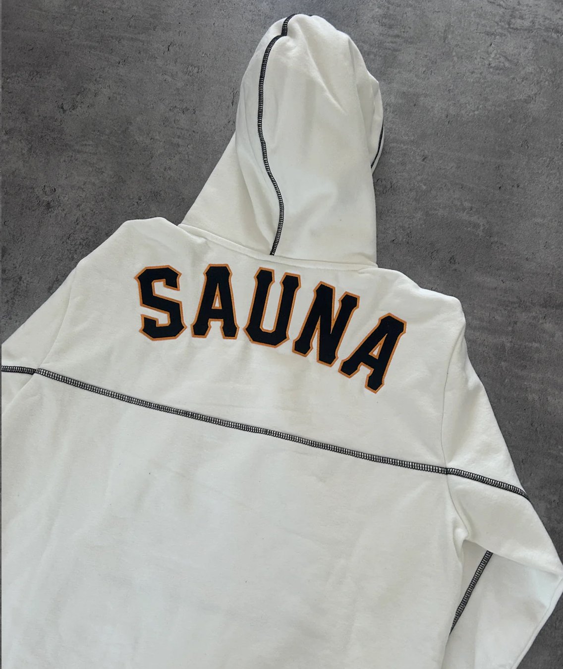 SAUNA WHITE STITCH HOODIE (S)