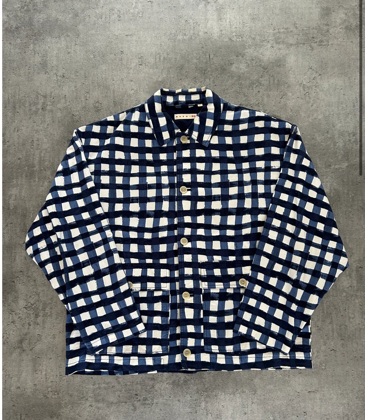 MARNI X UNIQLO JAKKE “BLÅ/HVID” (XL)