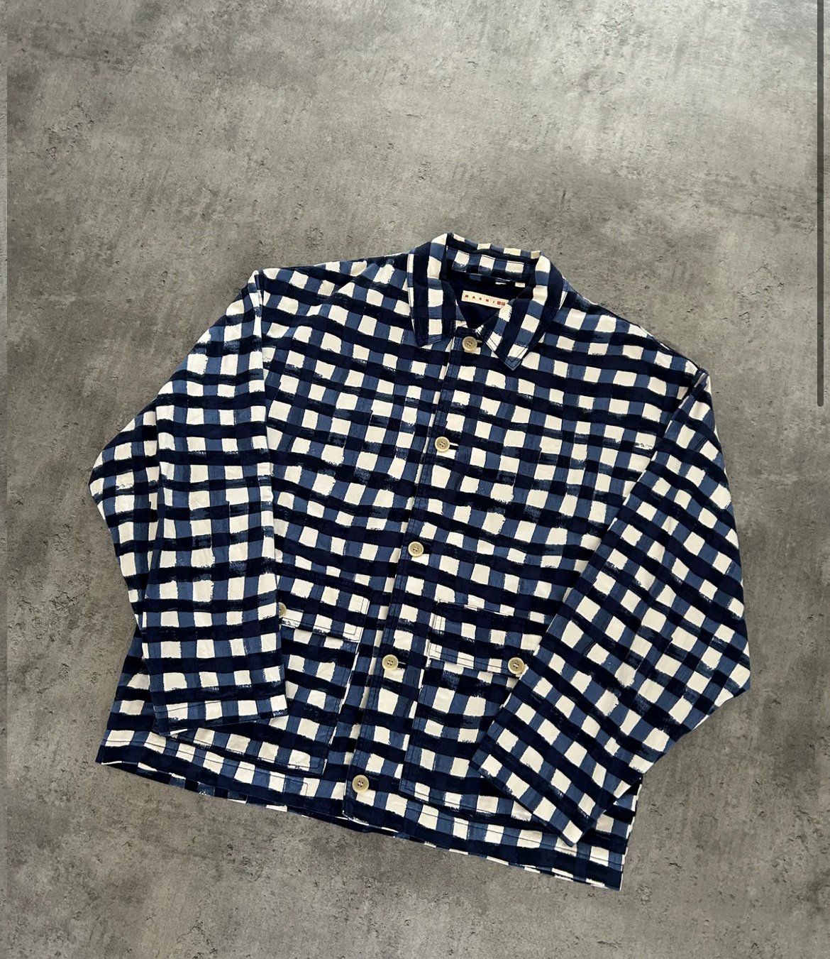 MARNI X UNIQLO JAKKE “BLÅ/HVID” (XL)