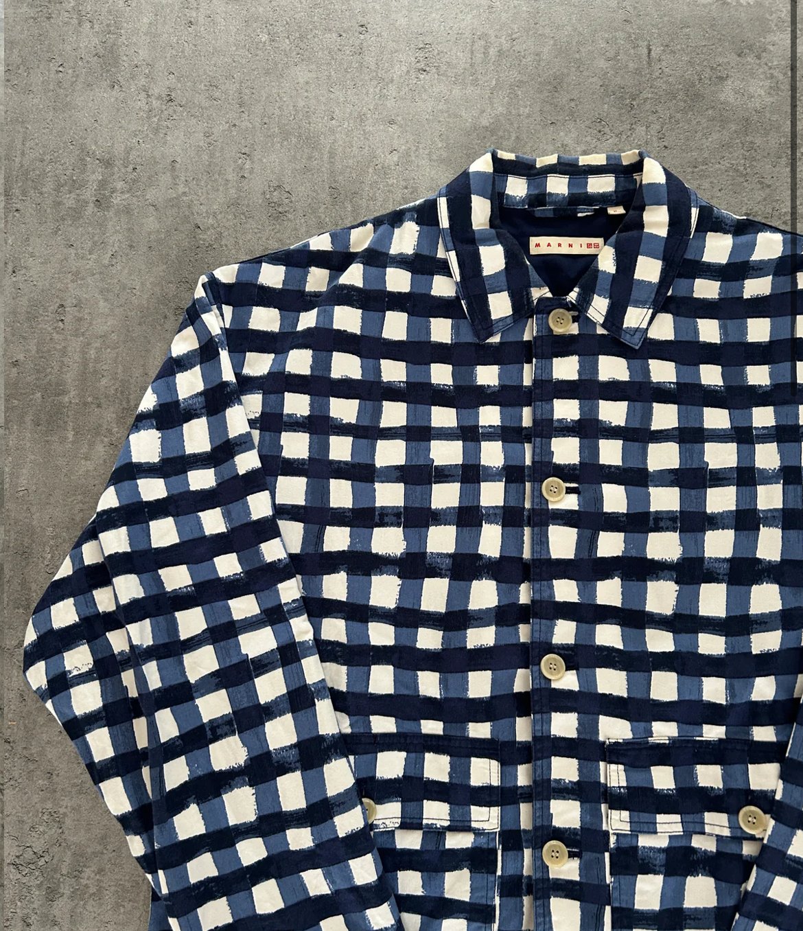 MARNI X UNIQLO JAKKE “BLÅ/HVID” (XL)